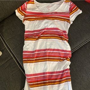 Pink/yellow/off white maternity midi dress